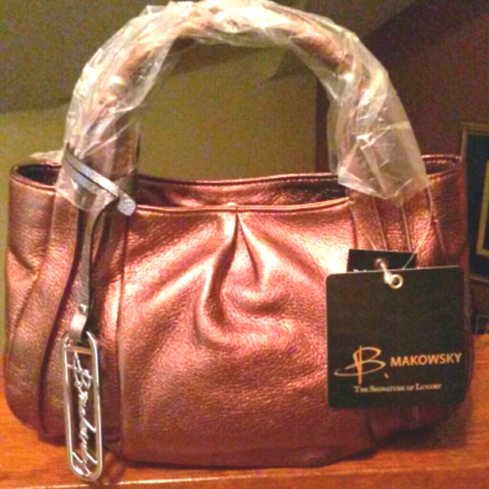 NWT - Authentic Bronze B. Makowsky Luxury Bag